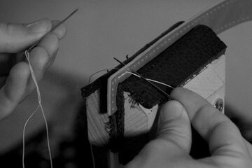 Handcrafted leather accessory being made at Ardore