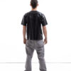 Metallic oversized latex shirt for men with relaxed fit, back view