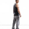 metallic latex tank top for men with clean fitted silhouette, side view