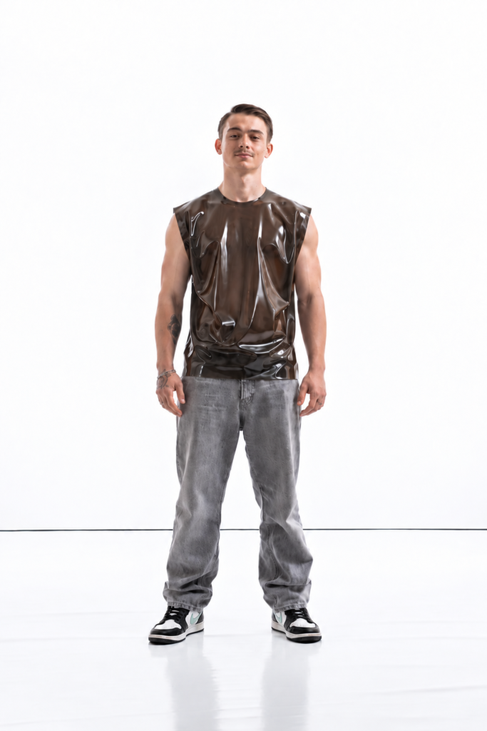 Oversized Sleeveless Latex Shirt