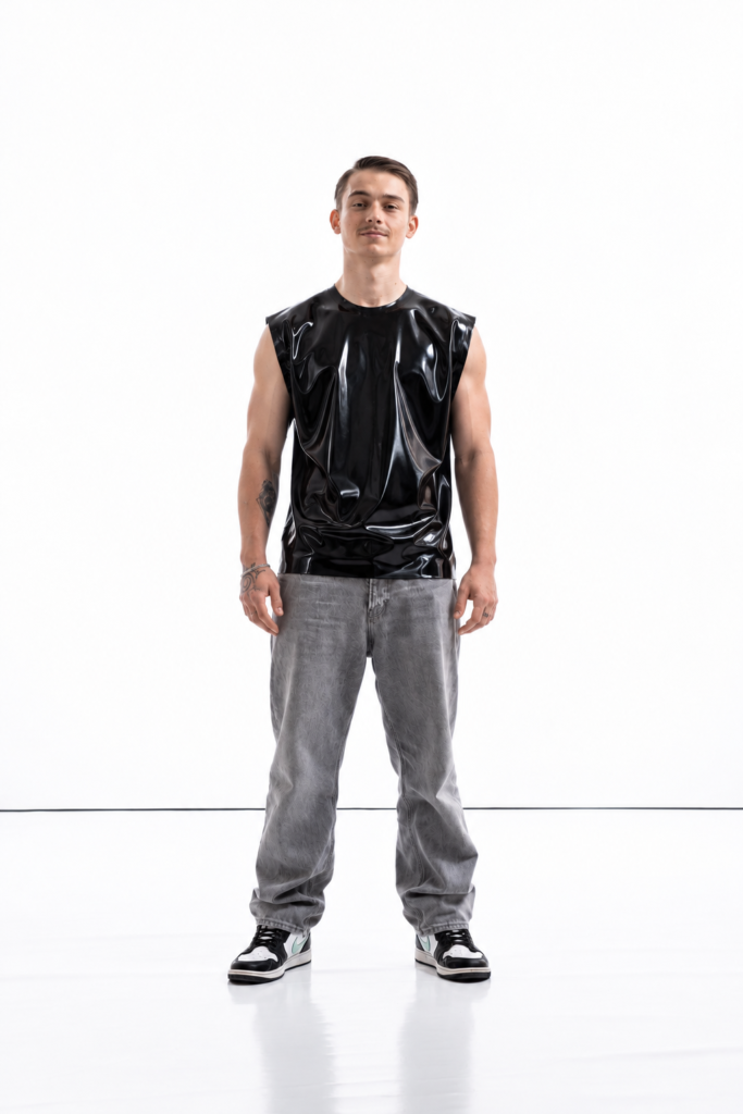 Oversized Sleeveless Latex Shirt